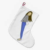 meisje met een staart grote kerstsok (Voorkant (Hangend))