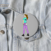 meisje met een staart ronde button 4,0 cm (In situ)