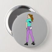 meisje met een staart ronde button 4,0 cm (Voorkant /achterkant)
