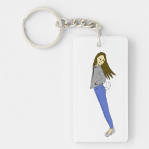 meisje met een staart sleutelhanger