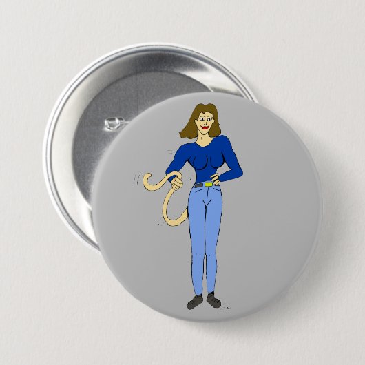 meisje met een staartknop ronde button 7,6 cm (Voorkant /achterkant)