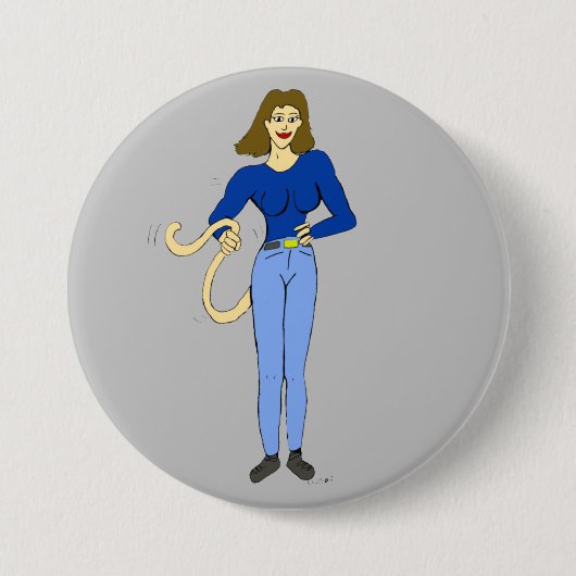 meisje met een staartknop ronde button 7,6 cm (Voorkant)