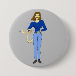 meisje met een staartknop ronde button 7,6 cm