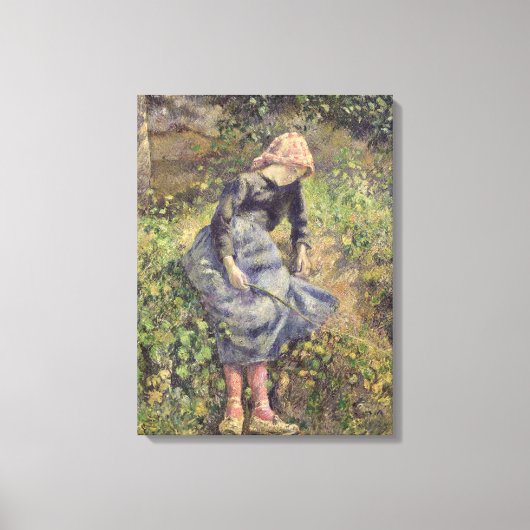Meisje met een stok, 1881 canvas afdruk (Voorkant)