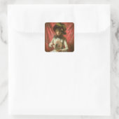 Meisje met een ventilator vierkante sticker (Tas)