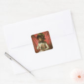 Meisje met een ventilator vierkante sticker (Envelop)