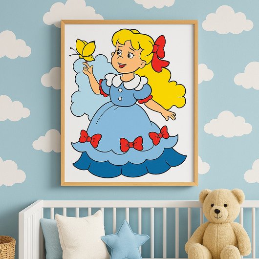 Meisje met een vlinder poster