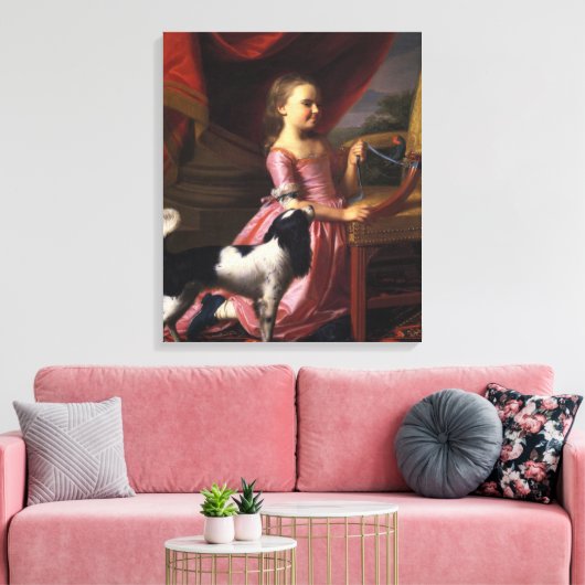 Meisje met een vogel en een hond (John Singleton C Canvas Afdruk (Insitu (Woonkamer))