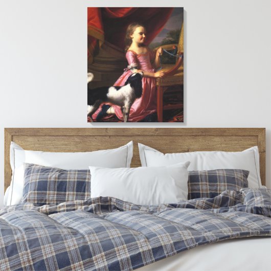 Meisje met een vogel en een hond (John Singleton C Canvas Afdruk (Insitu (Slaapkamer))