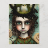 Meisje met een vogelnest op haar hoofd briefkaart (Voorkant)