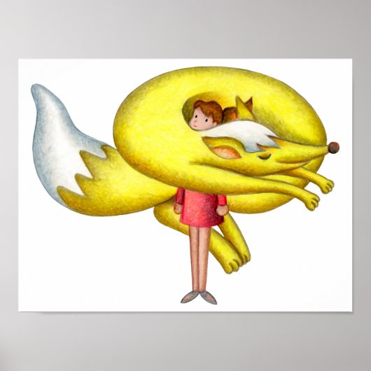 Meisje met een vosprint sjaal. poster (Voorkant)