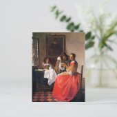Meisje met een wijnglas van Johannes Vermeer Briefkaart (Staand voorkant)