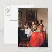 Meisje met een wijnglas van Johannes Vermeer Briefkaart (Voorkant / Achterkant)