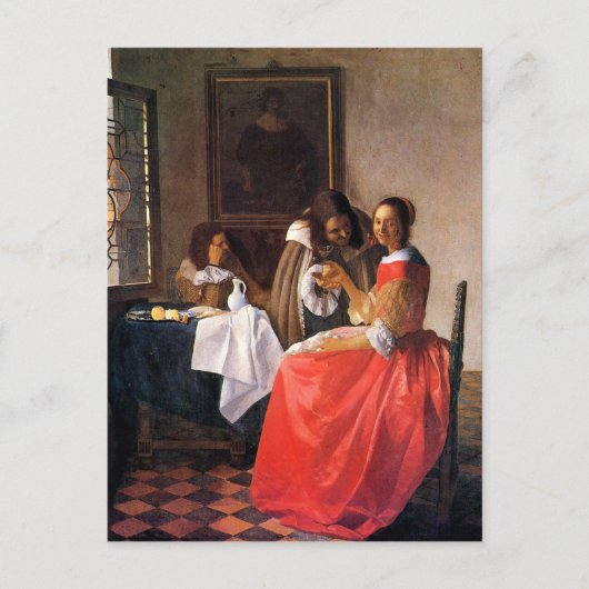 Meisje met een wijnglas van Johannes Vermeer Briefkaart (Voorkant)