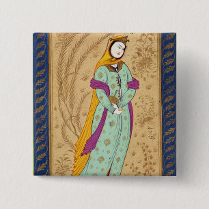 Meisje met een wijnvat en een peren uit de La Vierkante Button 5,1 Cm