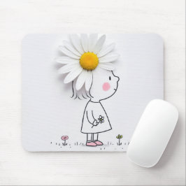 Meisje met een witte daisy muismat