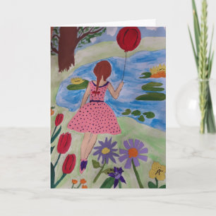 Meisje met een zwarte ballon kaart