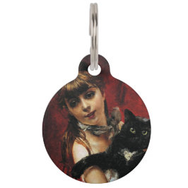 Meisje met een zwarte kat in haar armen huisdierpenning