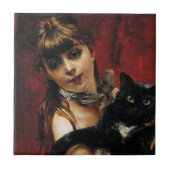 Meisje met een zwarte kat in haar armen tegeltje (Voorkant)