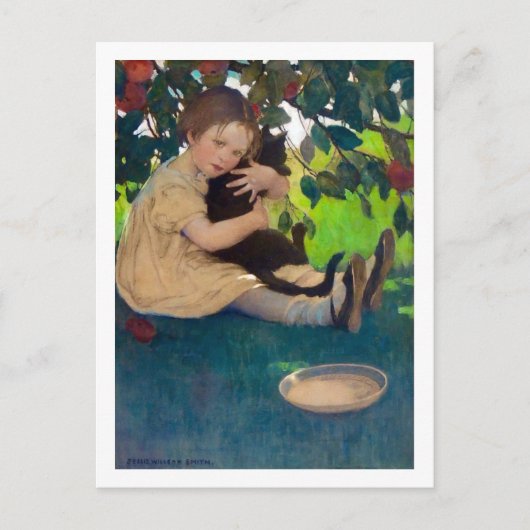 Meisje met een zwarte kat, Jessie Willcox Smith Briefkaart (Voorkant)
