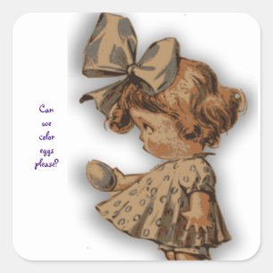 meisje met eierstoker vierkante sticker
