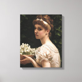 Meisje met erwtenbloesems (door Edward Poynter) Canvas Afdruk