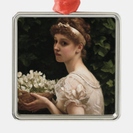 Meisje met erwtenbloesems (door Edward Poynter) Metalen Ornament