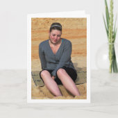 Meisje met feet in de zand kaart (Voorkant)