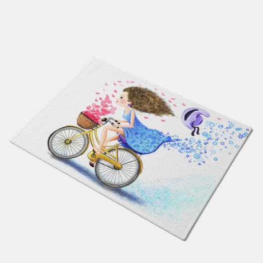 Meisje met fiets deurmat (Schuin)
