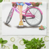 Meisje met Fiets Keukenhanddoek (Gevouwen)