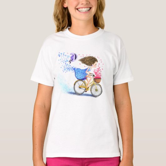 Meisje met Fiets Romantisch T-shirt (Voorkant)