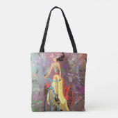 Meisje met fietstas tote bag (Achterkant)