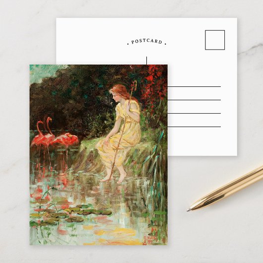 Meisje met flamingo's | Frederick Stuart Church Briefkaart