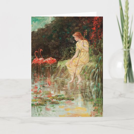 Meisje met flamingo's | Frederick Stuart Church Kaart (Voorkant)