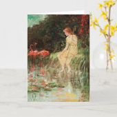 Meisje met flamingo's | Frederick Stuart Church Kaart (Gele Bloem)