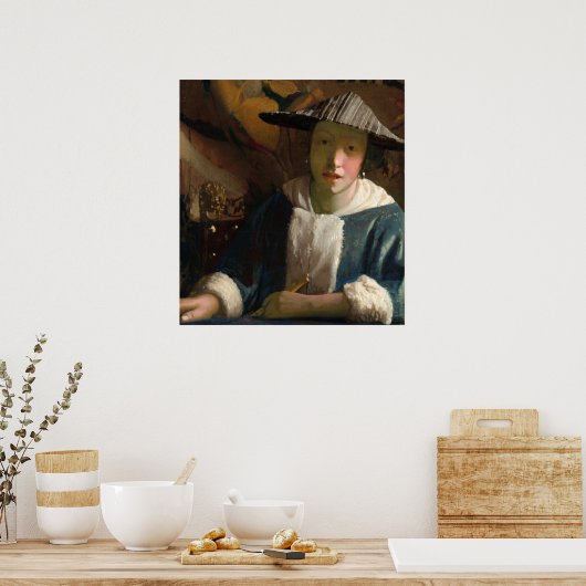 Meisje met Flute - Johannes Vermeer Fine Art Poste Poster (Keuken)