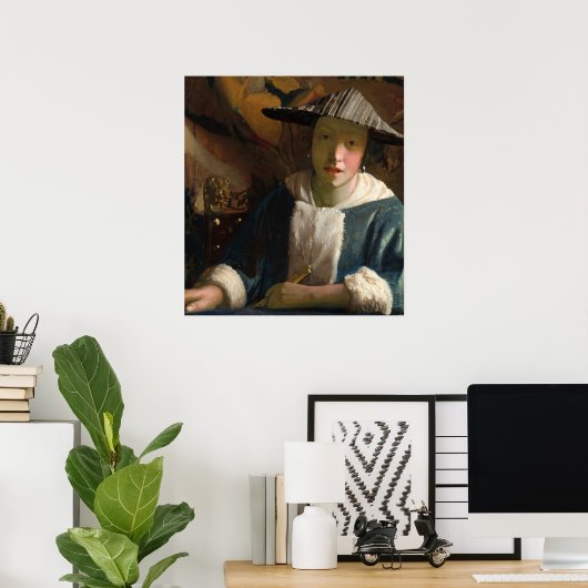 Meisje met Flute - Johannes Vermeer Fine Art Poste Poster (Thuiskantoor)