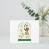 Meisje met gans briefkaart (Staand voorkant)