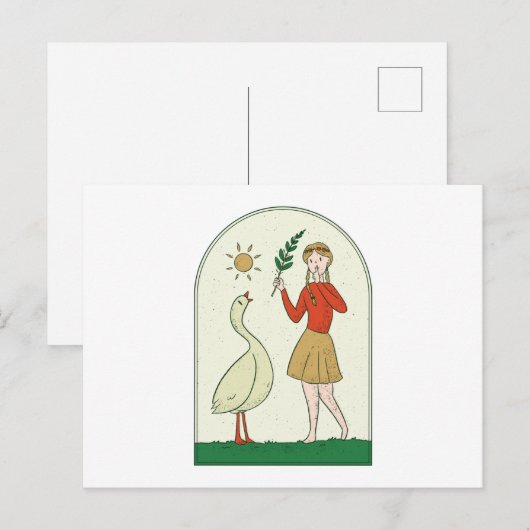 Meisje met gans briefkaart (Voorkant / Achterkant)