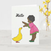 Meisje met geel eendje Wenskaart Kaart (Gele Bloem)