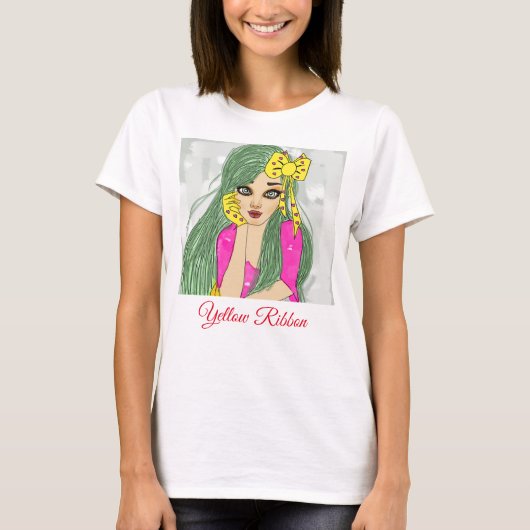 Meisje met geel lintje T-shirt (Voorkant)