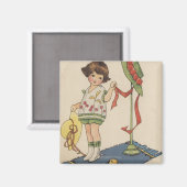 Meisje met geel Pet en griet Magneet (Voorkant / Achterkant)