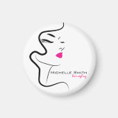 Meisje met gegolfd haar Hairstyling-brandingspicto Magneet (Voorkant)