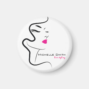 Meisje met gegolfd haar Hairstyling-brandingspicto Magneet