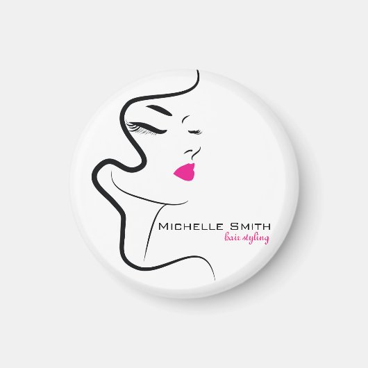 Meisje met gegolfd haar Hairstyling-brandingspicto Magneet (Voorkant)