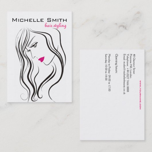 Meisje met gegolfd haar Hairstyling-brandingspicto Visitekaartje (Voorkant / Achterkant)
