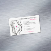 Meisje met gegolfd haar Hairstyling-brandingspicto Visitekaartje Magneet (Voorbeeld)