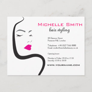 Meisje met gegolfd haar Hairstyling-brandpictogram Briefkaart