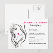 Meisje met gegolfd haar Hairstyling-brandpictogram Briefkaart (Voorkant / Achterkant)