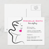 Meisje met gegolfd haar Hairstyling-brandpictogram Briefkaart (Voorkant / Achterkant)